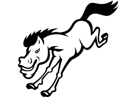 Bronco Horse Jumping Coloring Page